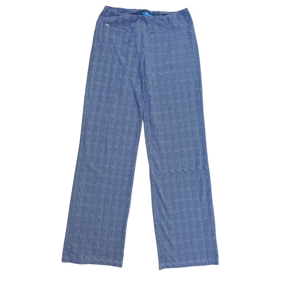 J. McLaughlin Wide Leg Pants Women XS Navy Blue Herringbone Excellent Pull On